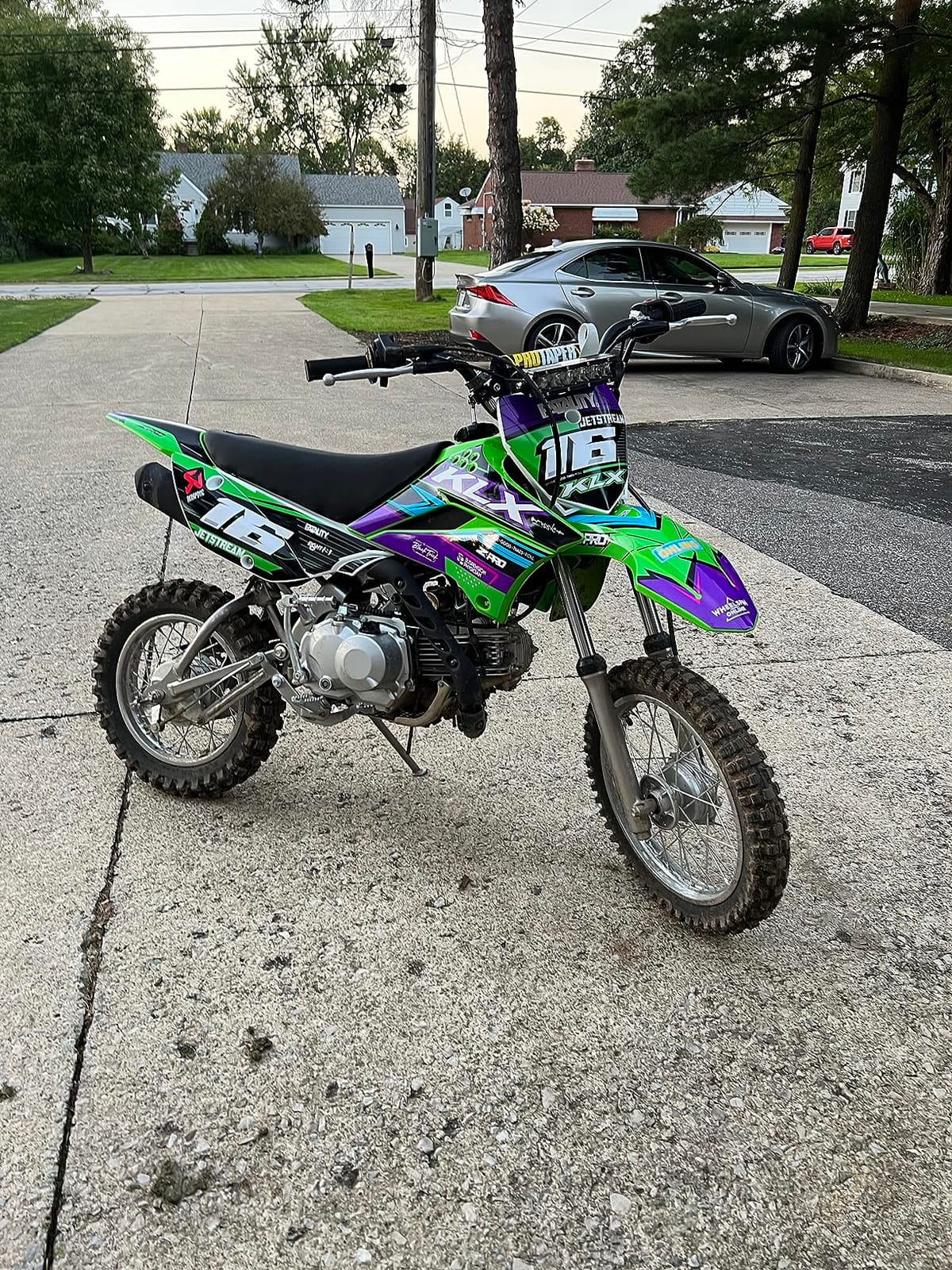 Graphics Kit for Kawasaki KLX110, KLX110R/RL (2010-2024) AXIS Series White 09 Mil - Dirt bike Custom Racing Graphics Decals Stickers Kit, no-plastics customer photo 2