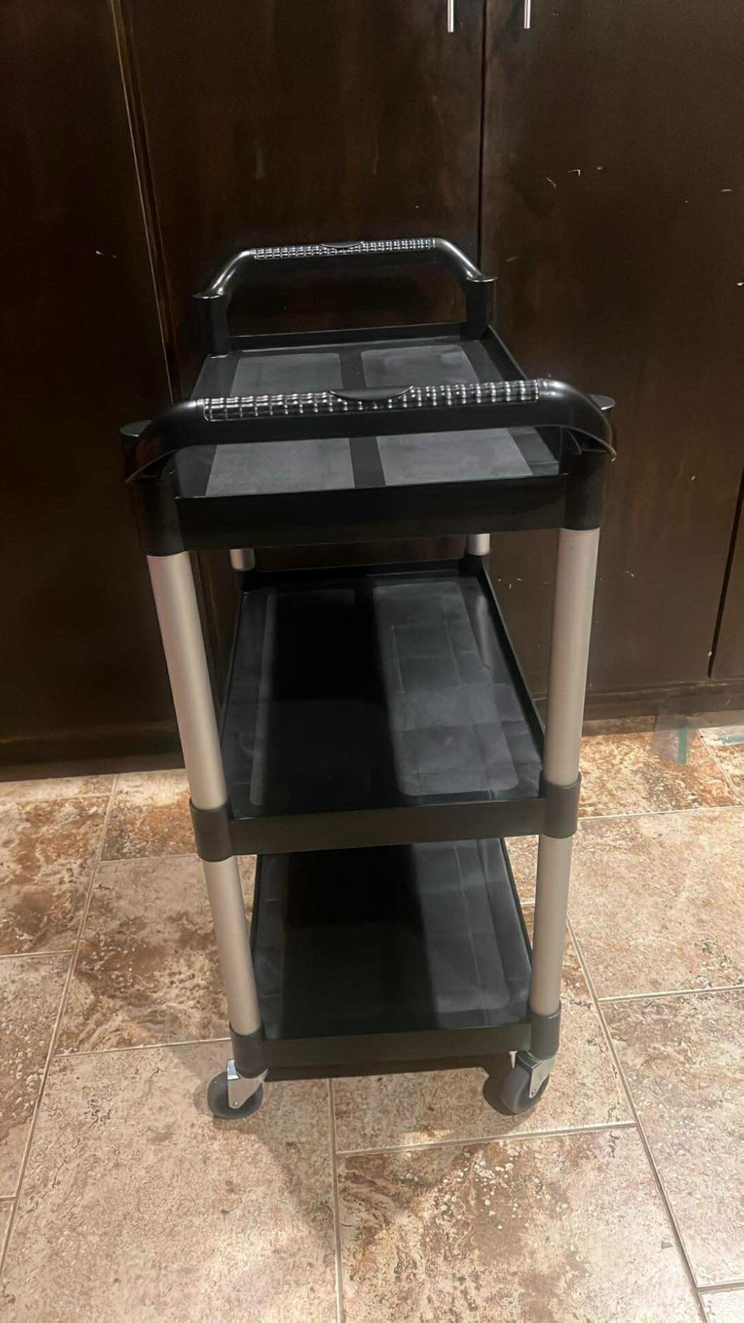 Utility Carts with Wheels,3-Tier Rolling Cart with Wheels, Heavy Duty 510 LBS Food Service Cart with Rubber Pad and Hammer for Kitchen/Office/Warehouse, 31.5