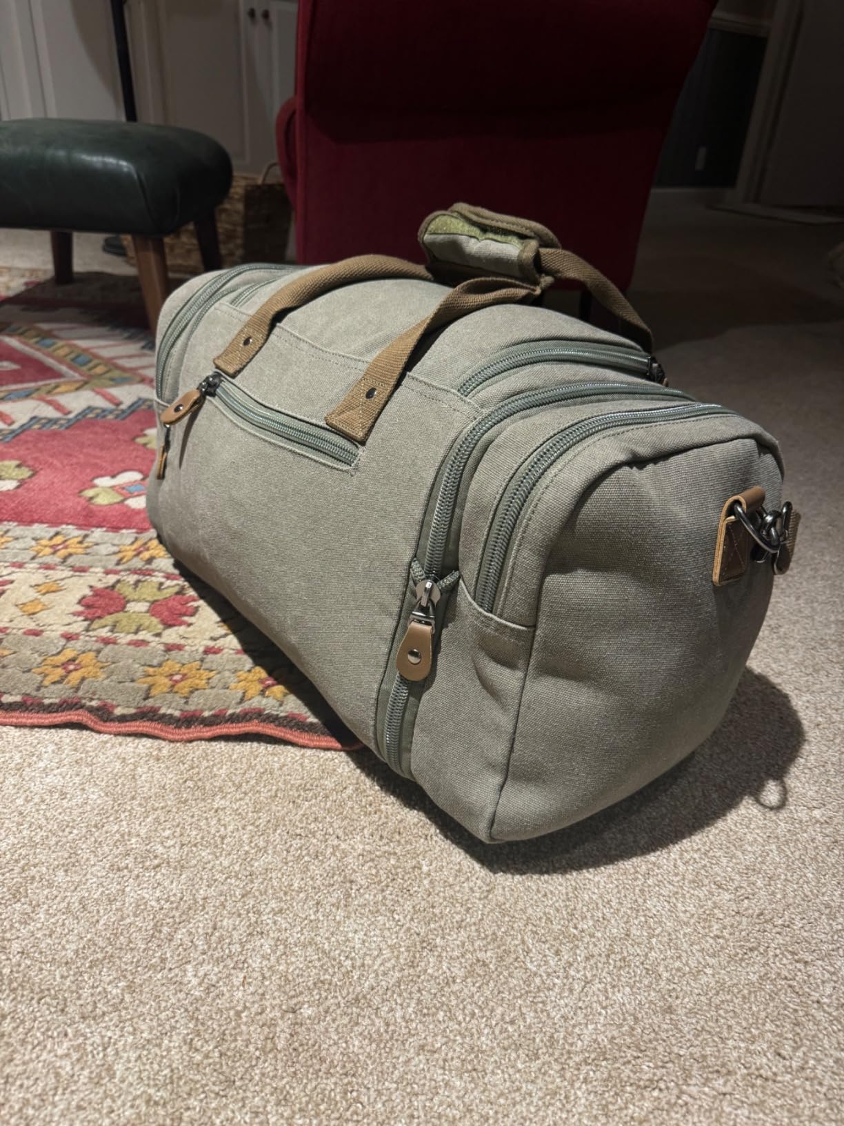 Gonex Canvas Duffle Bag, Expandable 50L Travel Overnight Weekender Bag customer photo 2