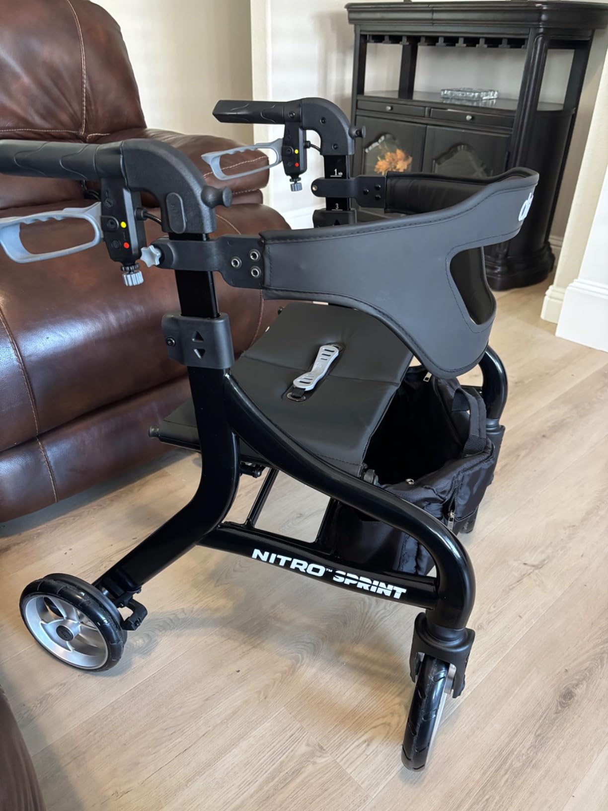 Drive Medical Nitro Sprint Rollator Walker with Seat, Petite Height, Red customer photo 2