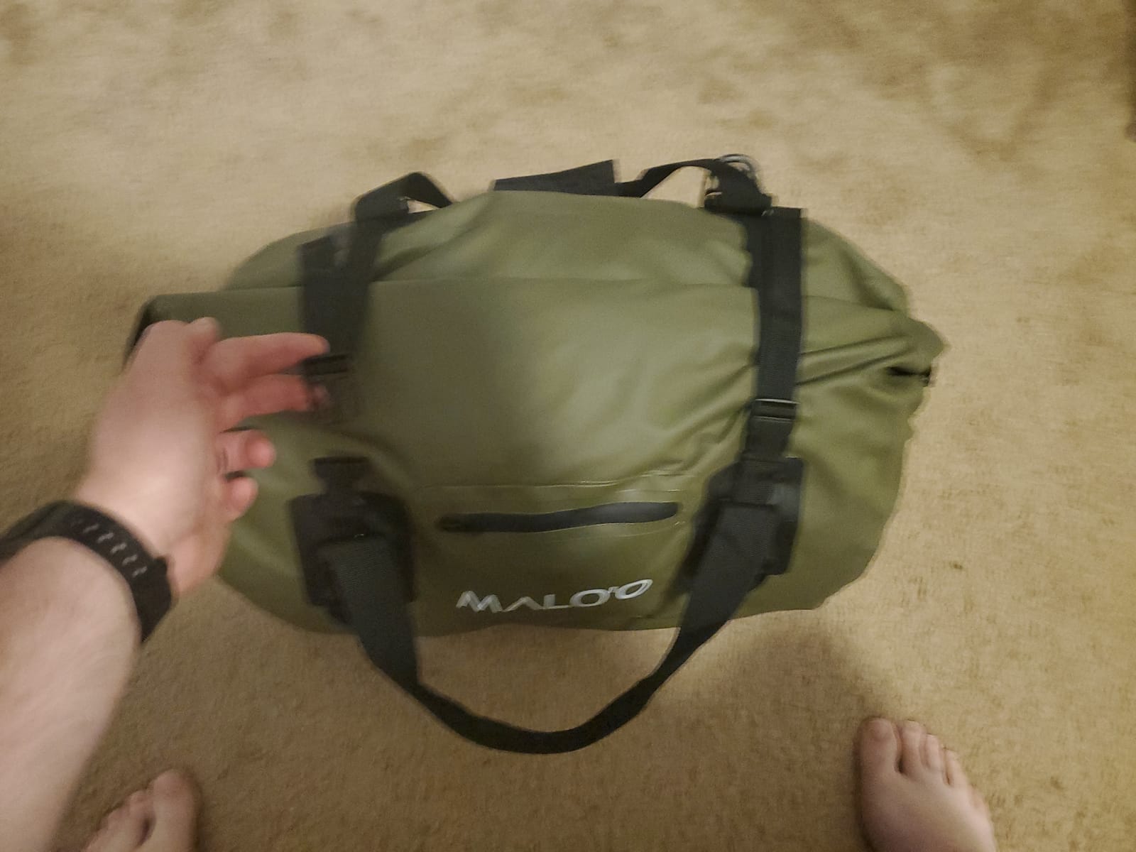 Malo’o Waterproof Dry Duffel, Heavy-Duty Roll Top Waterproof Gear Bag with Shoulder Strap & Molle Loops, Marine Duffel for Kayaking, Boating, Camping, Beach & Travel, Black, 100L customer photo 1