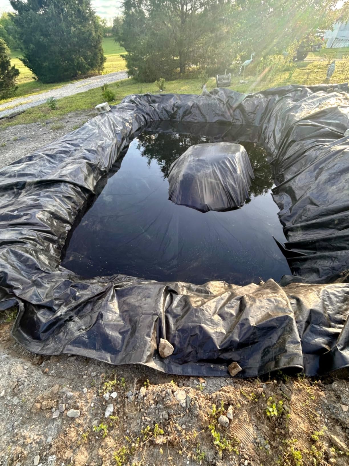 15X20FT Reinforced PE Pond Liner, 28Mil Thickness Pond Liners for Outdoor Ponds, Hemmed Edge with Buttonholes Liners for KOI/Fish, Duck Pond and Waterscape. customer photo 2