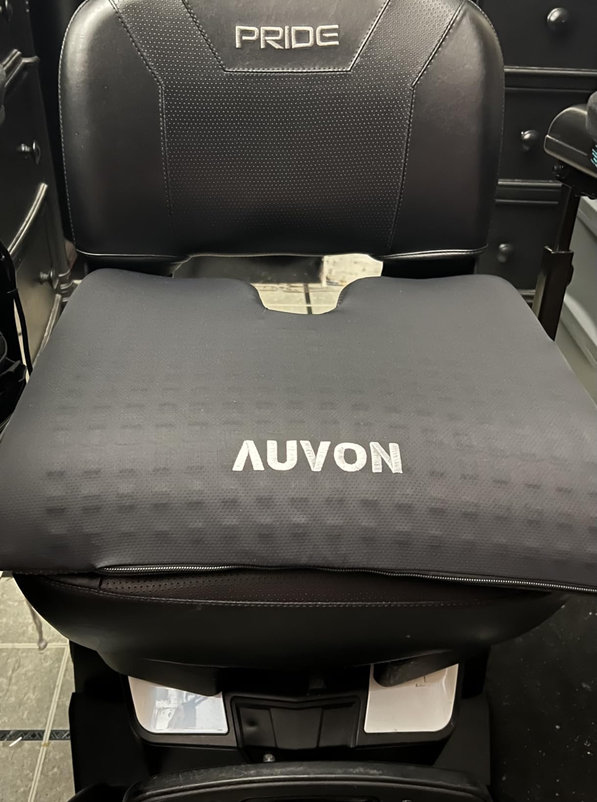 AUVON Gel Wheelchair Seat Cushion with Waterproof Cover, Ergonomic Chair Cushion with U-Cutout for Tailbone, Back Pain Relief, Memory Foam Cushion for Office, Anti-Slip, Buckle Strap customer photo 1