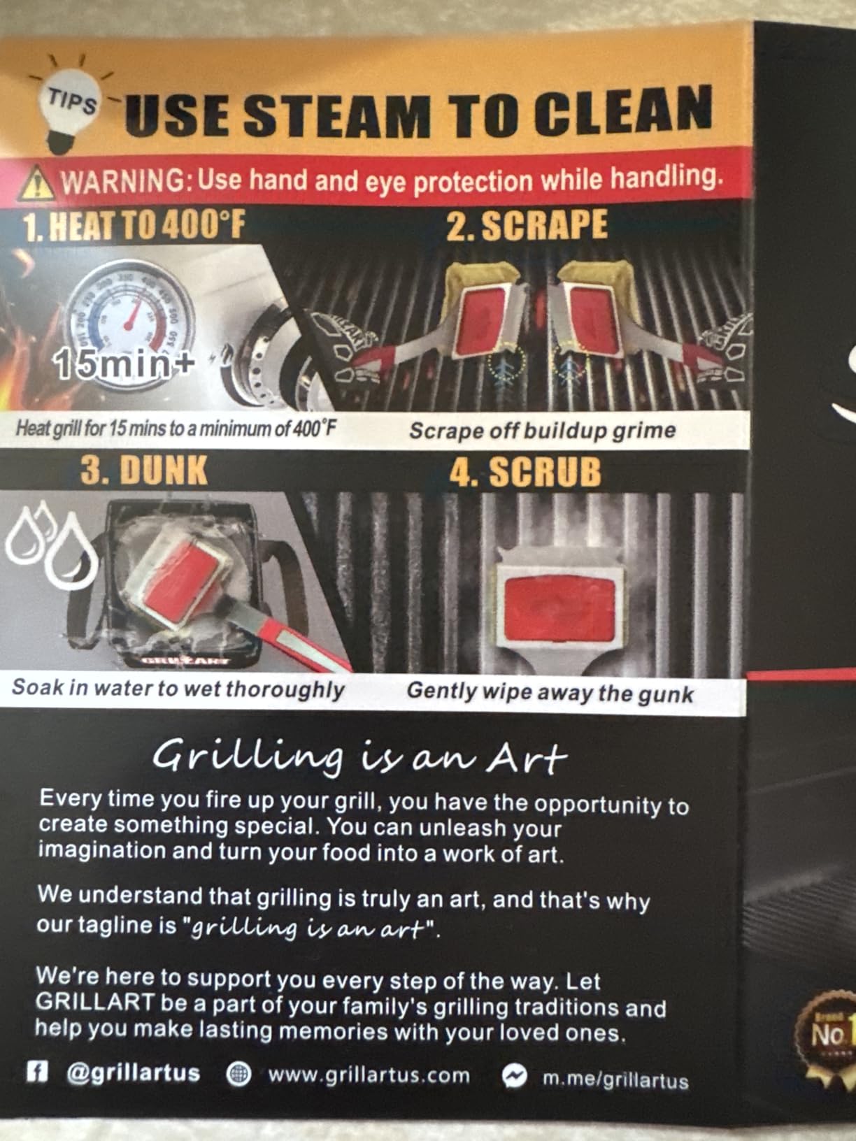 GRILLART SteamWizards Grill Brush Bristle Free, Seamless-Fit Scrub Scraper customer photo 2