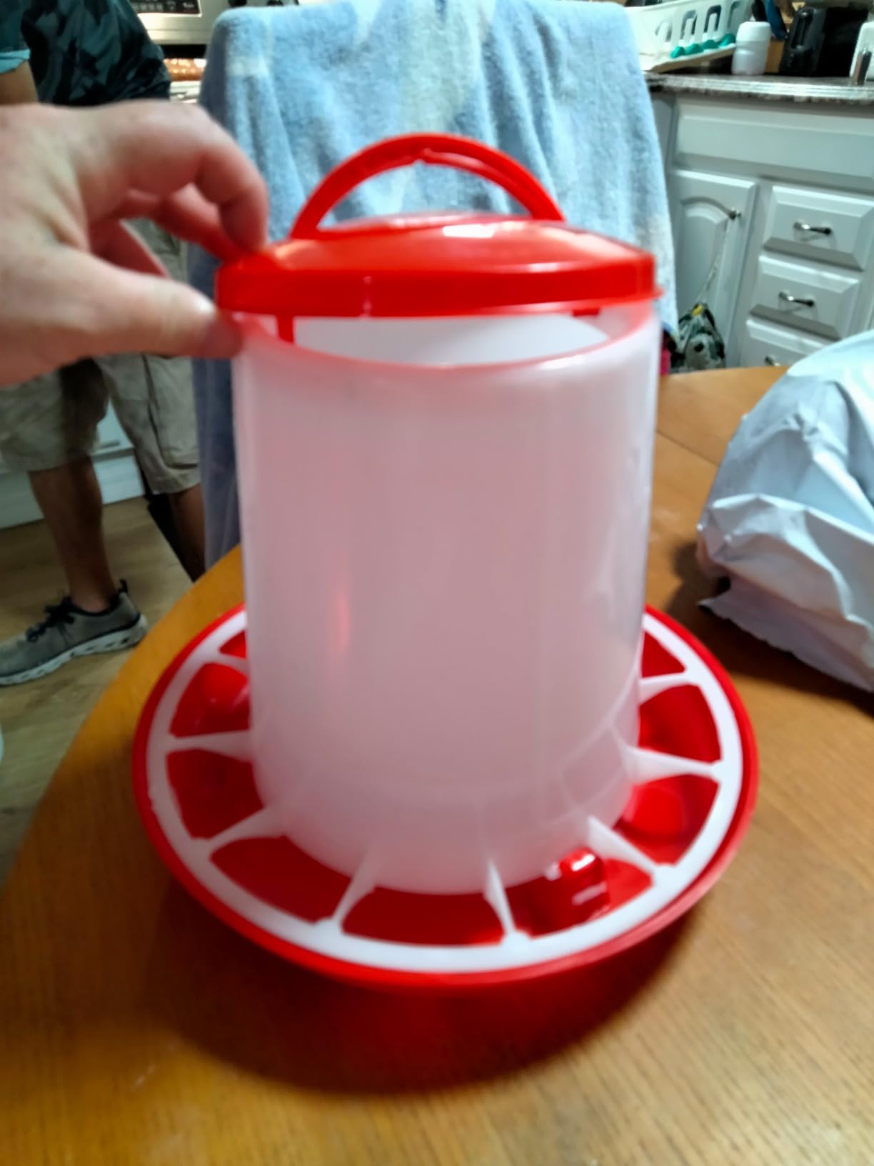 Large Chicken Feeder 5-Pound Capacity for All Poultry | Durable Feeding Container with Carrying Handle for Chickens, Ducks, Turkeys, Quail, Baby Chicks, Turkeys and More customer photo 2