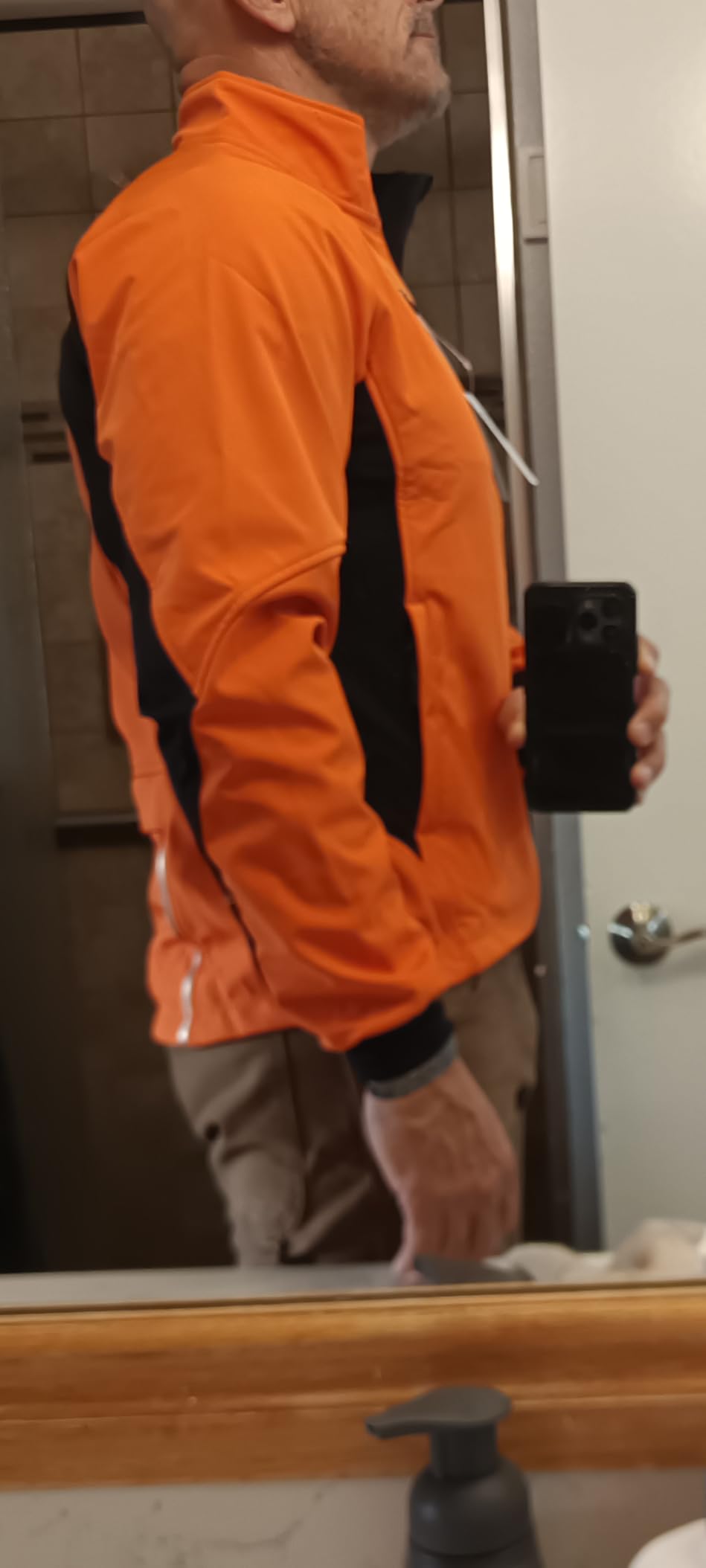 Mens Running Jacket Winter Cycling Jacket Water Resistant | Tretchy Panels Thermal Softshell; Reflective Strips; Ideal for Cold Weather Hiking & Outdoor Wear with Zipper Pockets customer photo 1