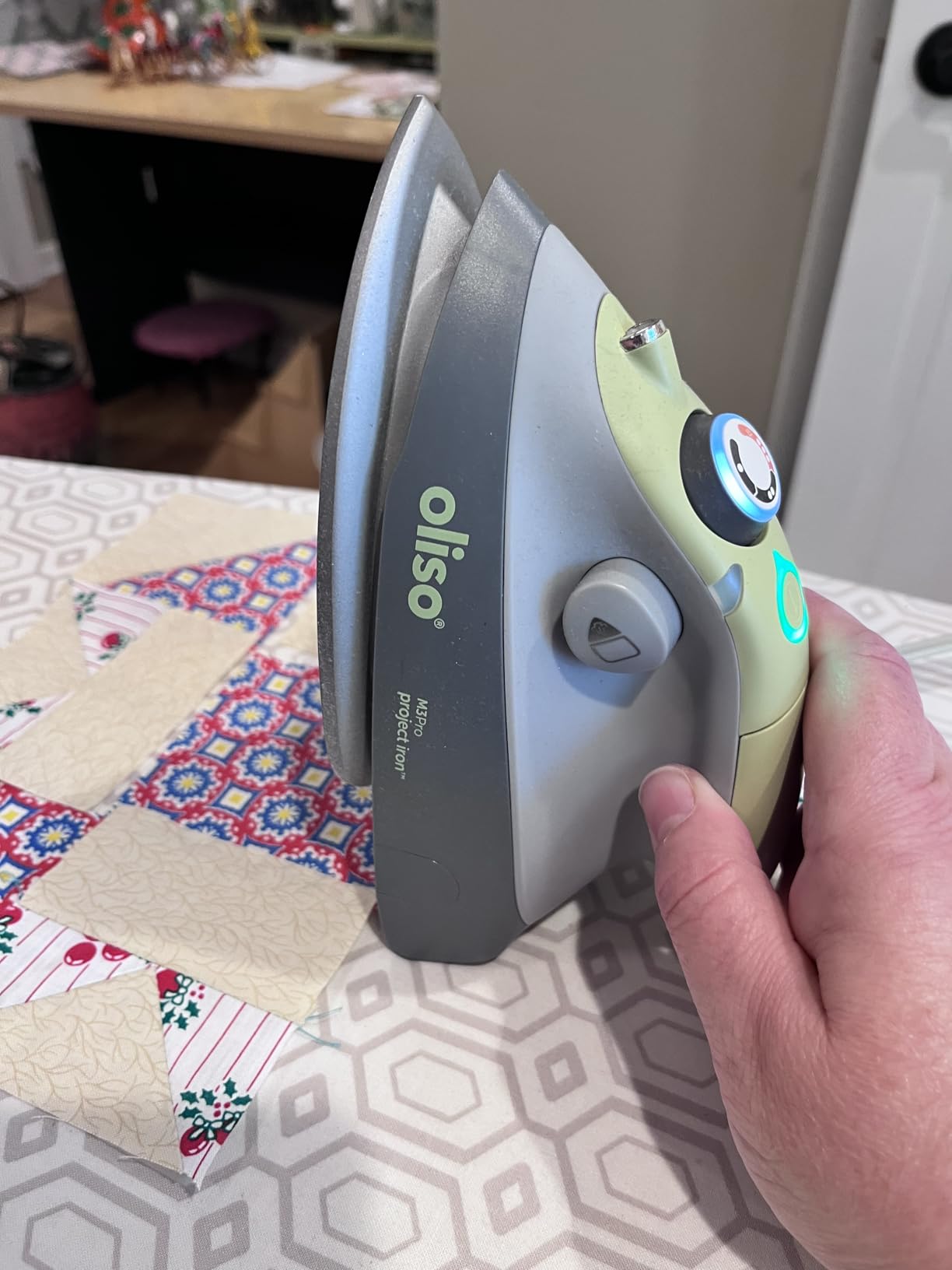 oliso M3Pro Project Mini Steam Iron - Sewing, Quilting, Travel - Aqua customer photo 2