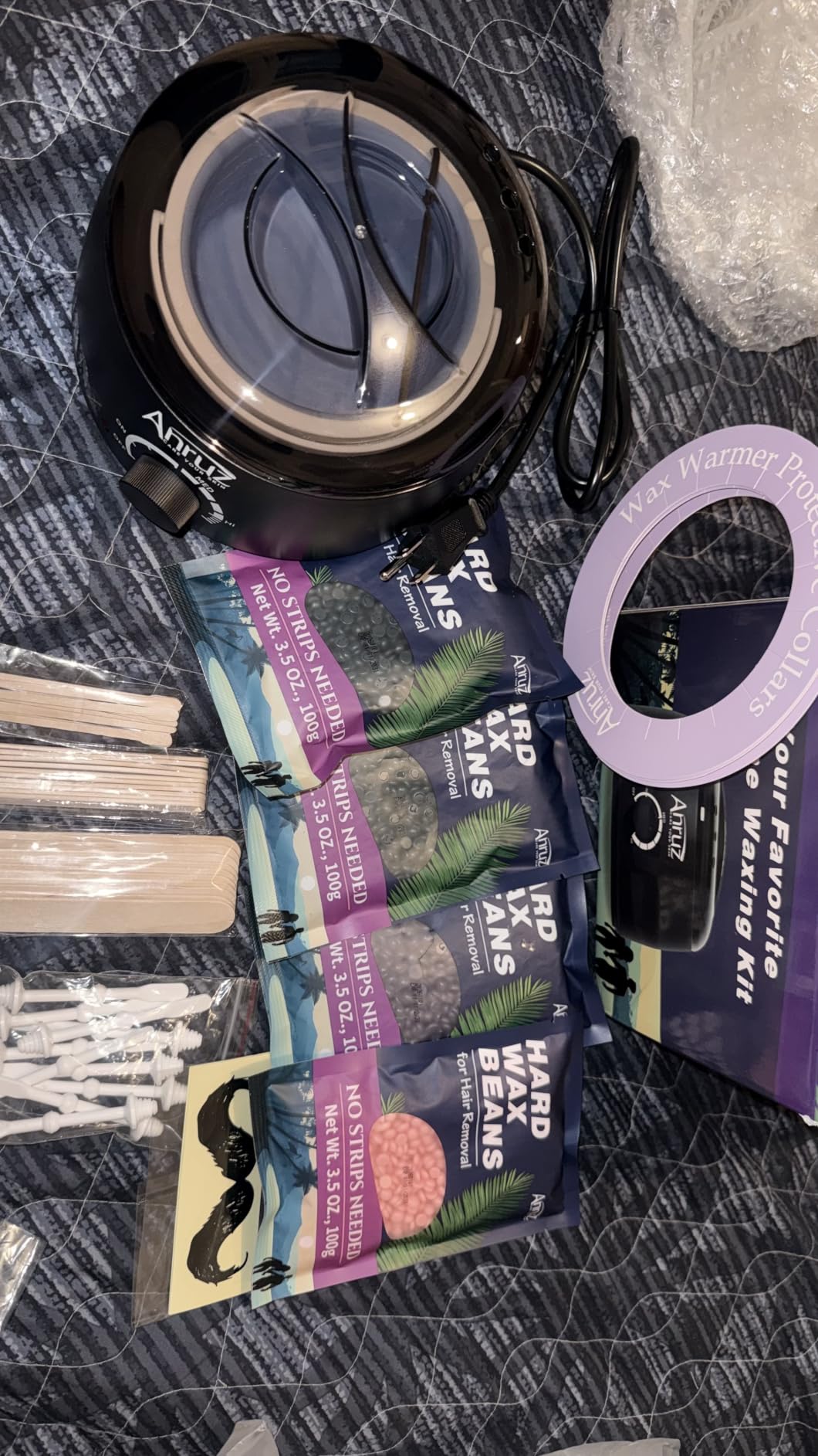 Anruz Waxing Kit for Women Men, Wax Pot Warmer Kit for Hair Removal customer photo 1