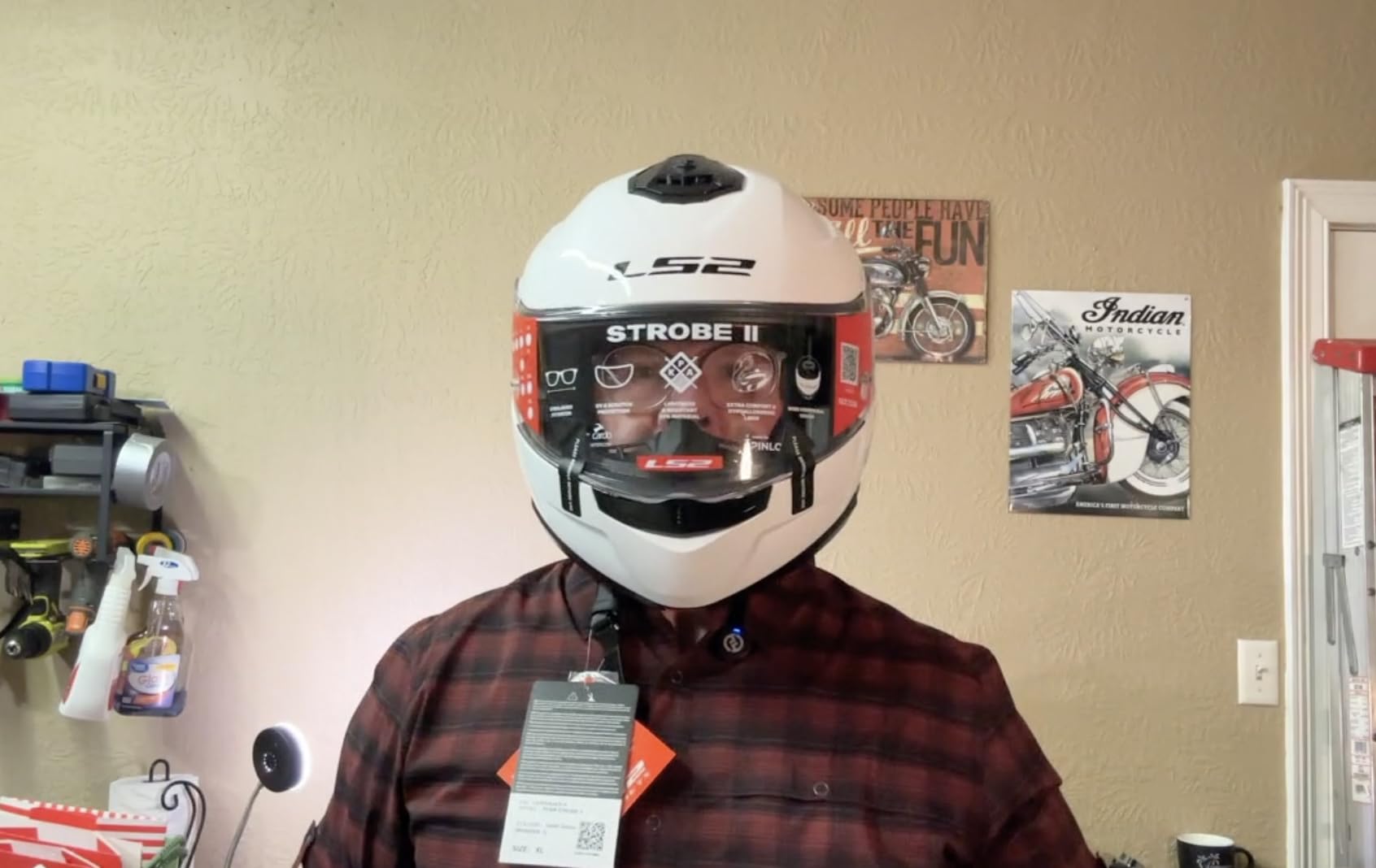 LS2 Helmets Strobe II Modular Motorcycle Helmet W/SunShield (Gloss Black - X-Small) customer photo 1