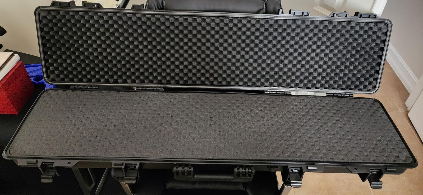 MEIJIA Portable Waterproof All Weather Hard Rifle Case,Soft Handle Grip,Customizable Fit Foam Inserted,without wheels,Black customer photo 2