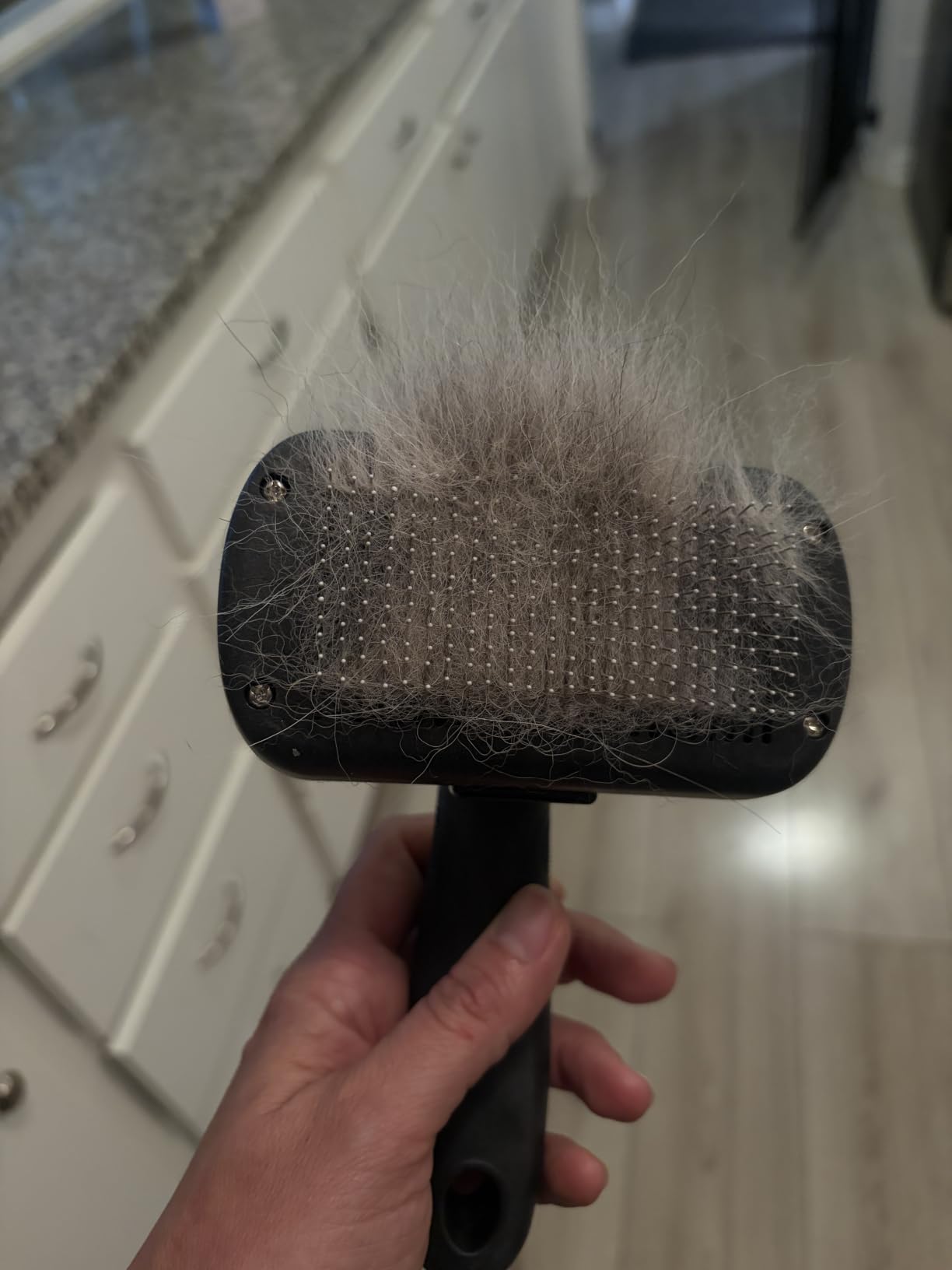 Swihauk Self Cleaning Slicker Brush - Skin Friendly Deshedding Grooming Tool for Dogs & Cats, with Pet Supplies Accessories (Blue) customer photo 1