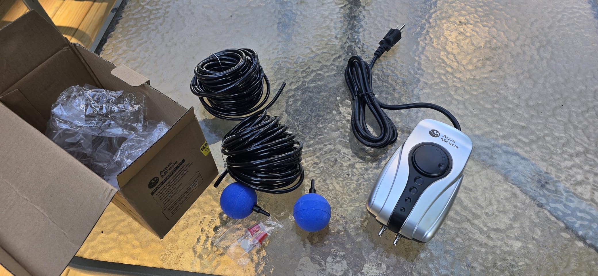AquaMiracle All-in-One Koi Pond Aerator for Pond up to 2000 Gallons, Pond Air Pump Aeration Kit with 4 Outlets Air Stones Airline Tubing Check Valves customer photo 2