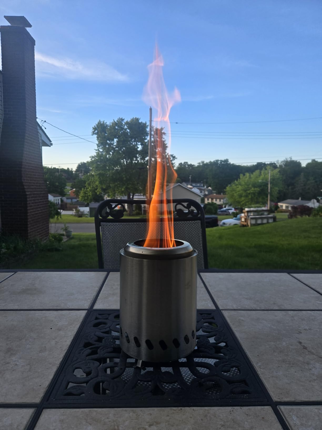 HGD Small Tabletop Fire Pit, Smokeless Table Top Firepit Outdoor, Portable Mini Stove with Carry Bag for Camping Backyard Patio Garden Picnic, Fueled by Pellets or Wood, Stainless Steel, Black customer photo 1