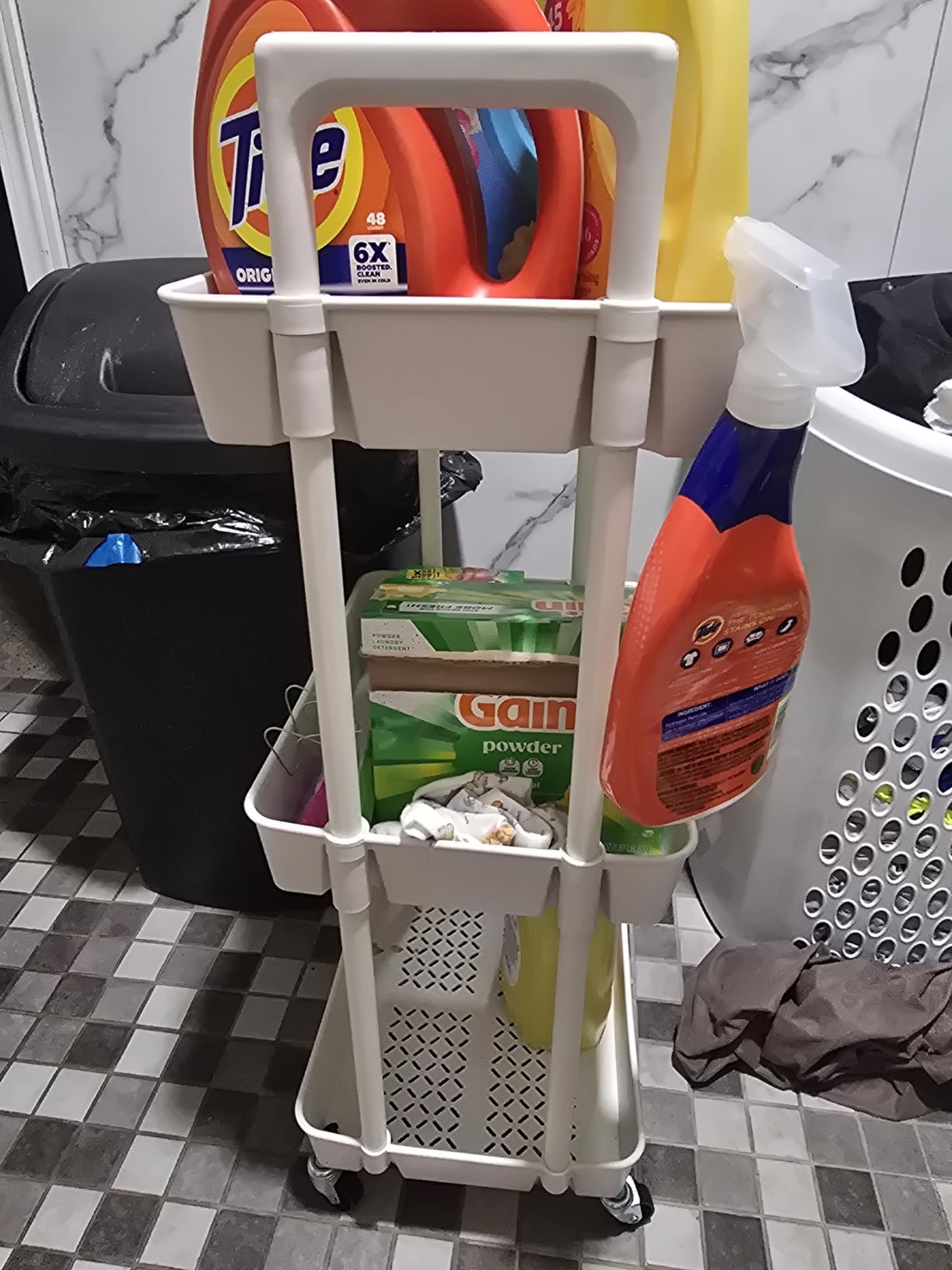 Pipishell 3 Tier Rolling Cart with Handle & Wheels for Storage, White customer photo 1