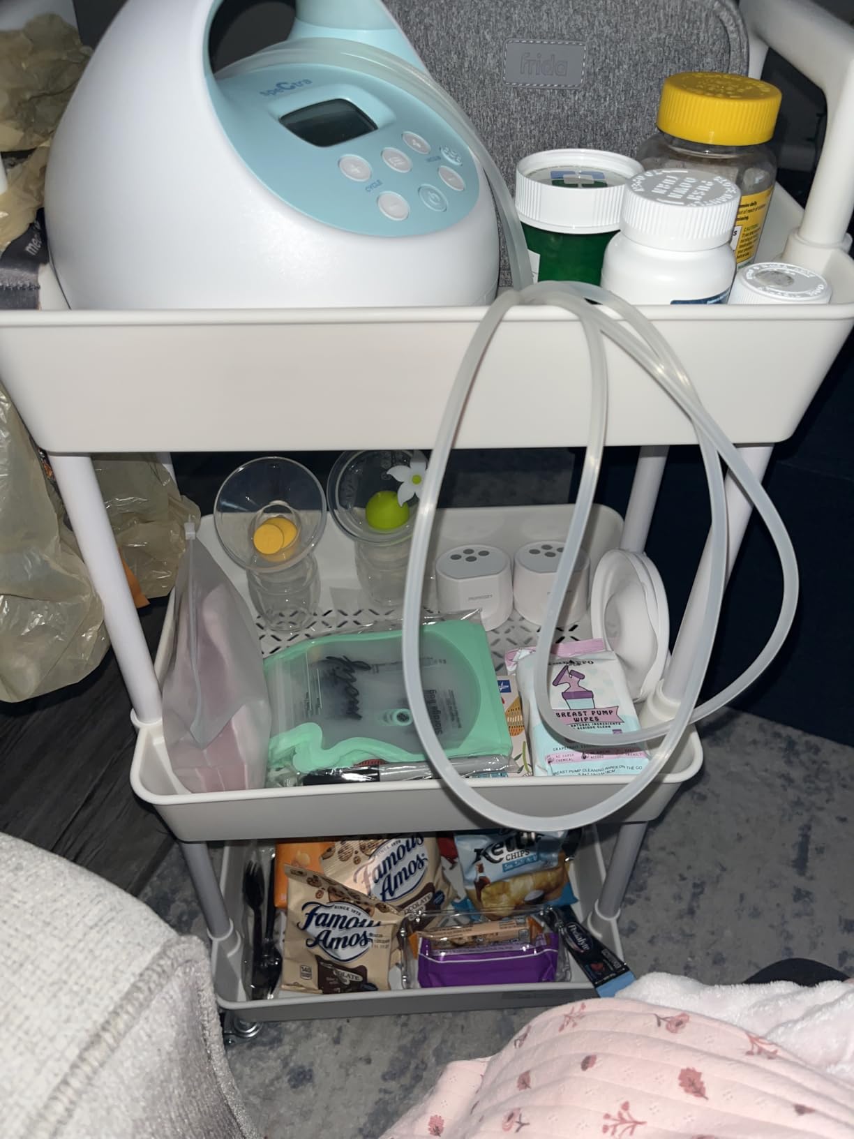 Pipishell 3 Tier Rolling Cart with Handle & Wheels for Storage, White customer photo 2