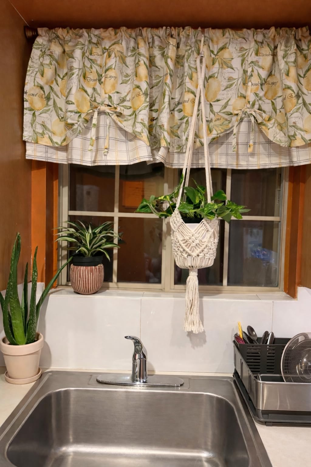 Hanging Planter with Patterns,2Packs Macrame Plant Hangers Indoor Macrame for up to 8 inch Pot Crochet Boho Plant Hanger Holder for Indoor Outdoor with 2S Shaped Stainless Steel Hooks (Caramel) customer photo 1