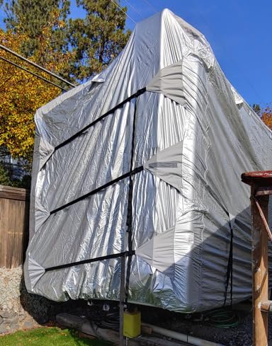 FRUNO Oxford Fabric 5th Wheel RV Cover Fits 37'-41' Waterproof Rip-Resistant Anti-UV Fifth Wheel Toy Hauler Camper Cover for Winter Snow with 4 Tire Covers and Gutter Covers customer photo 2