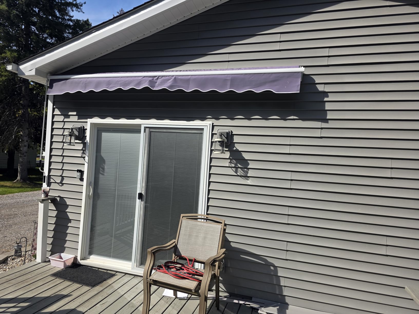 VEIKOU 12' x 10' Awnings for Patio, Retractable Awning with Adjustable Canopy, Aluminum Frame, Manual Patio Awning Sun Shade Shelter for Window, Door, Deck, Garden, Gray customer photo 2
