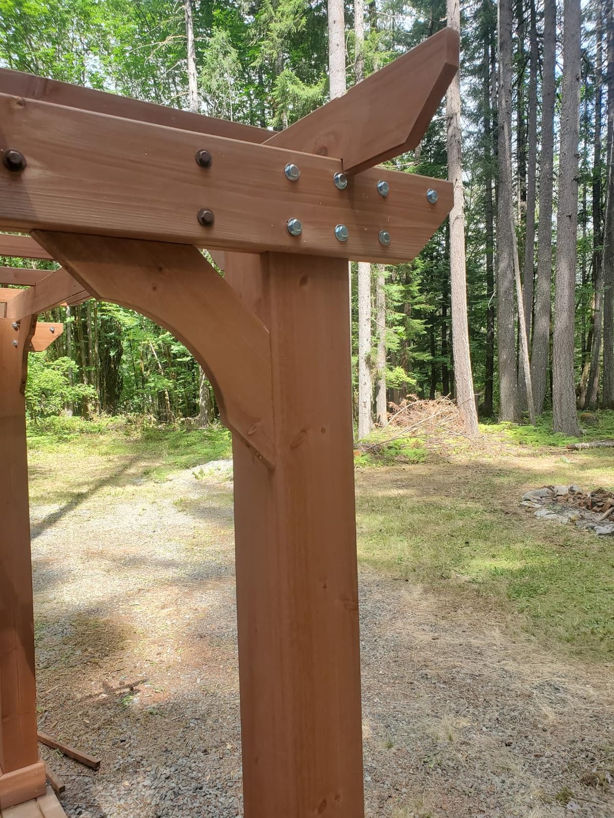 Yardenaler 10x12 FT Wooden Pergola, Cedar Wood Gazebo with Flat Roof, Outdoor Garden Shelter with Stakes Included, Patio, Deck, Backyard, Lawn customer photo 2