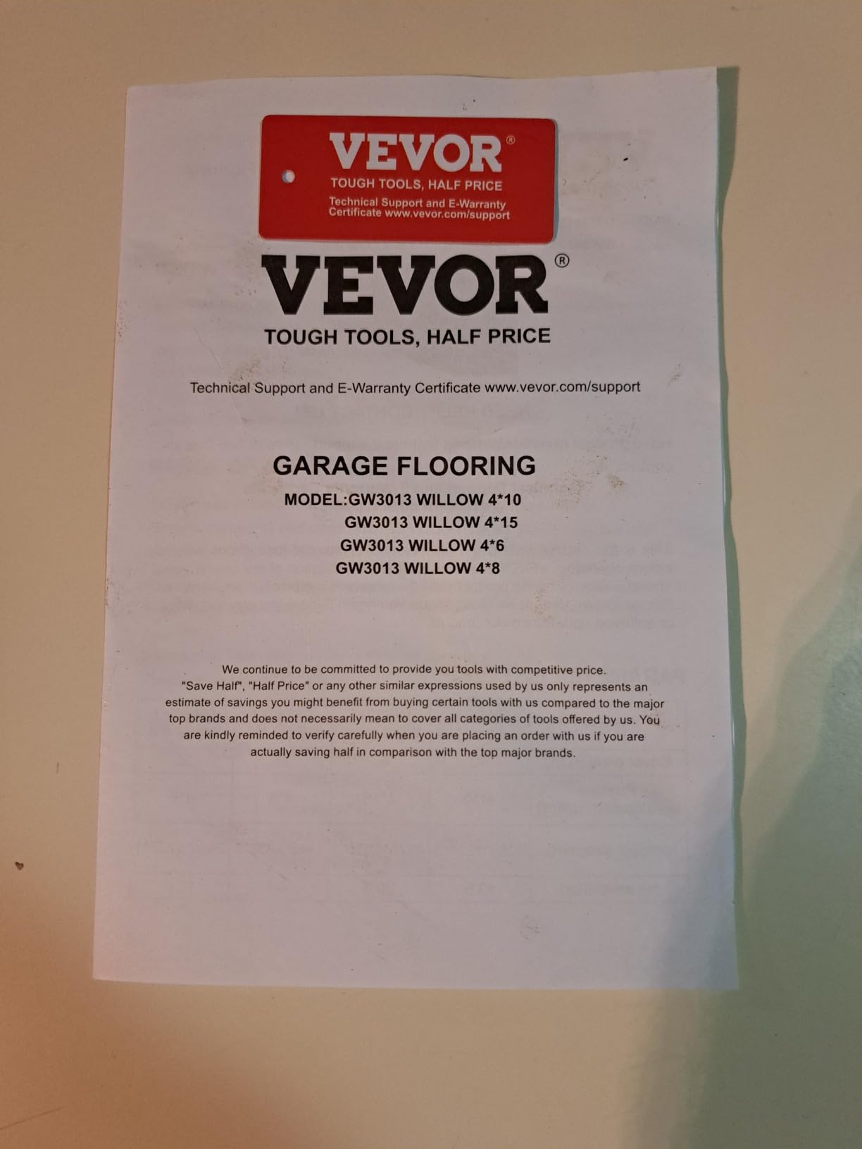 VEVOR Diamond-Plate Rubber Flooring Roll, 3 mm x 4 ft x 6 ft Garage Floor Mat, SBR Rubber Garage Flooring Roll, Easy to Clean, Diamond Plate Rubber Mat for Under Cars, Garage Industry Gym, Black customer photo 2