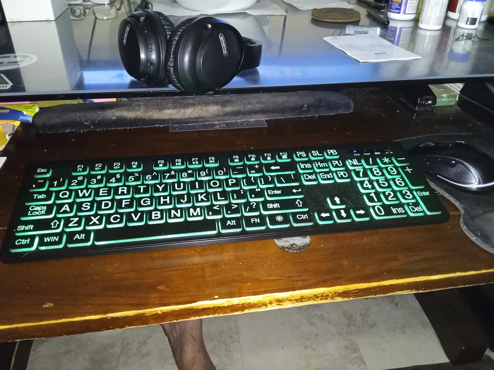 Large Print Wireless Keyboard and Mouse - 7 Colors Backlit Keyboard, Oversize Letters Keys Easy to See and Type, Rechargeable Keyboard and Mouse with Light Up Key, Compatible for PC, Windows, Gaming customer photo 2