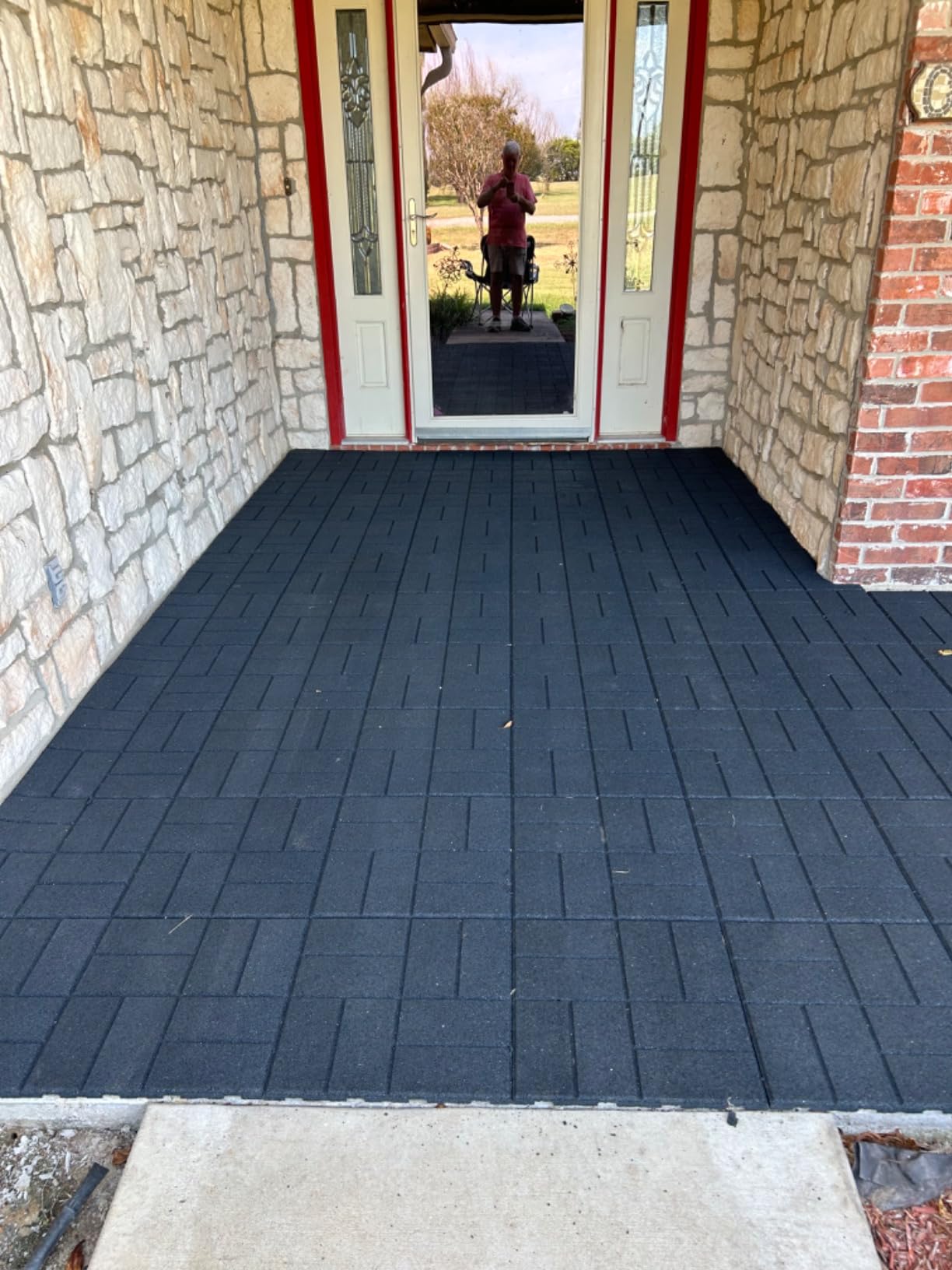 Playsafer Brick Rubber Interlocking Tiles | 16 X 16 | Easy Install for Indoor and Outdoor Use (Dark Gray, 20 Tiles) customer photo 2