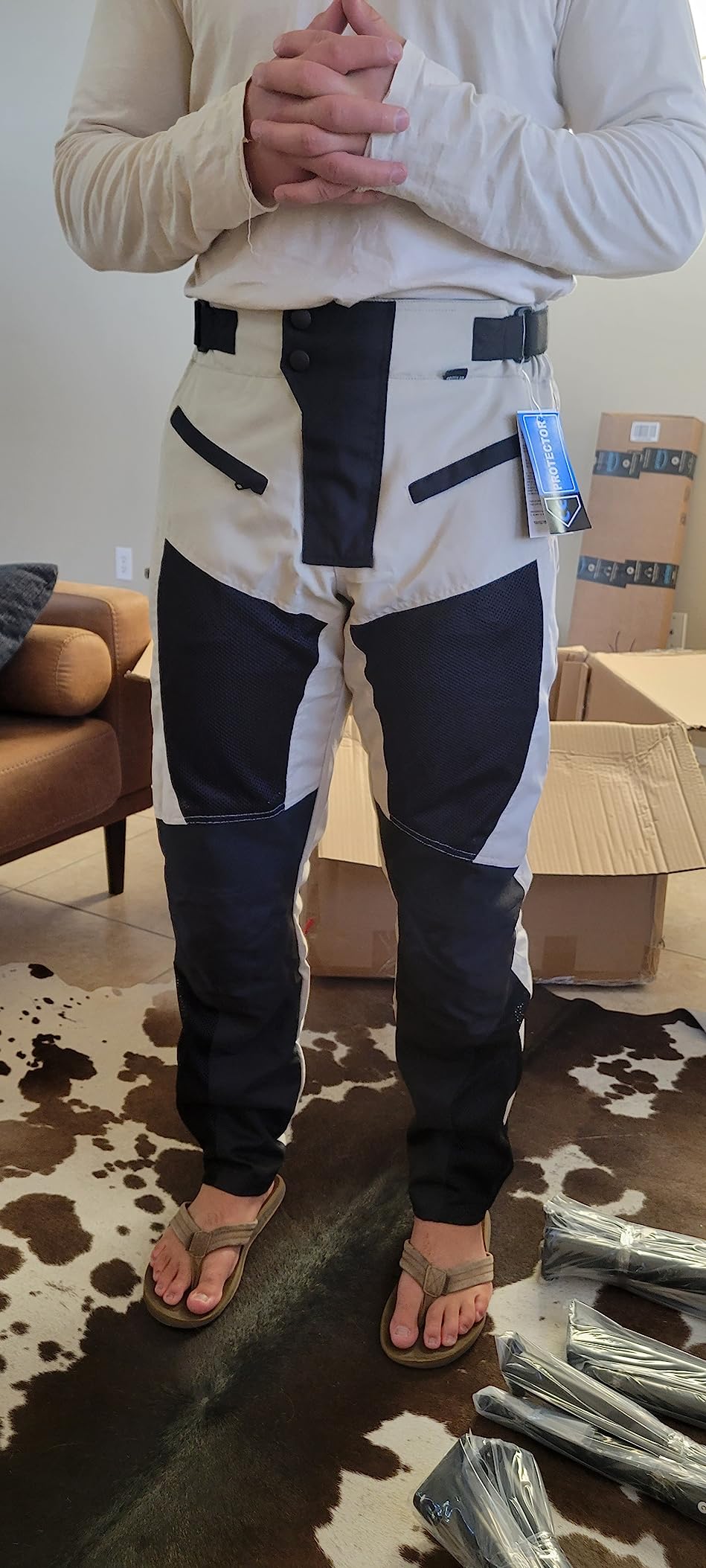 WICKED STOCK Men's Grey Mesh Motorcycle Pants - High Rise, Zipper Closure, Summer, Motocross, Dirt Bike, Motorcycle customer photo 1