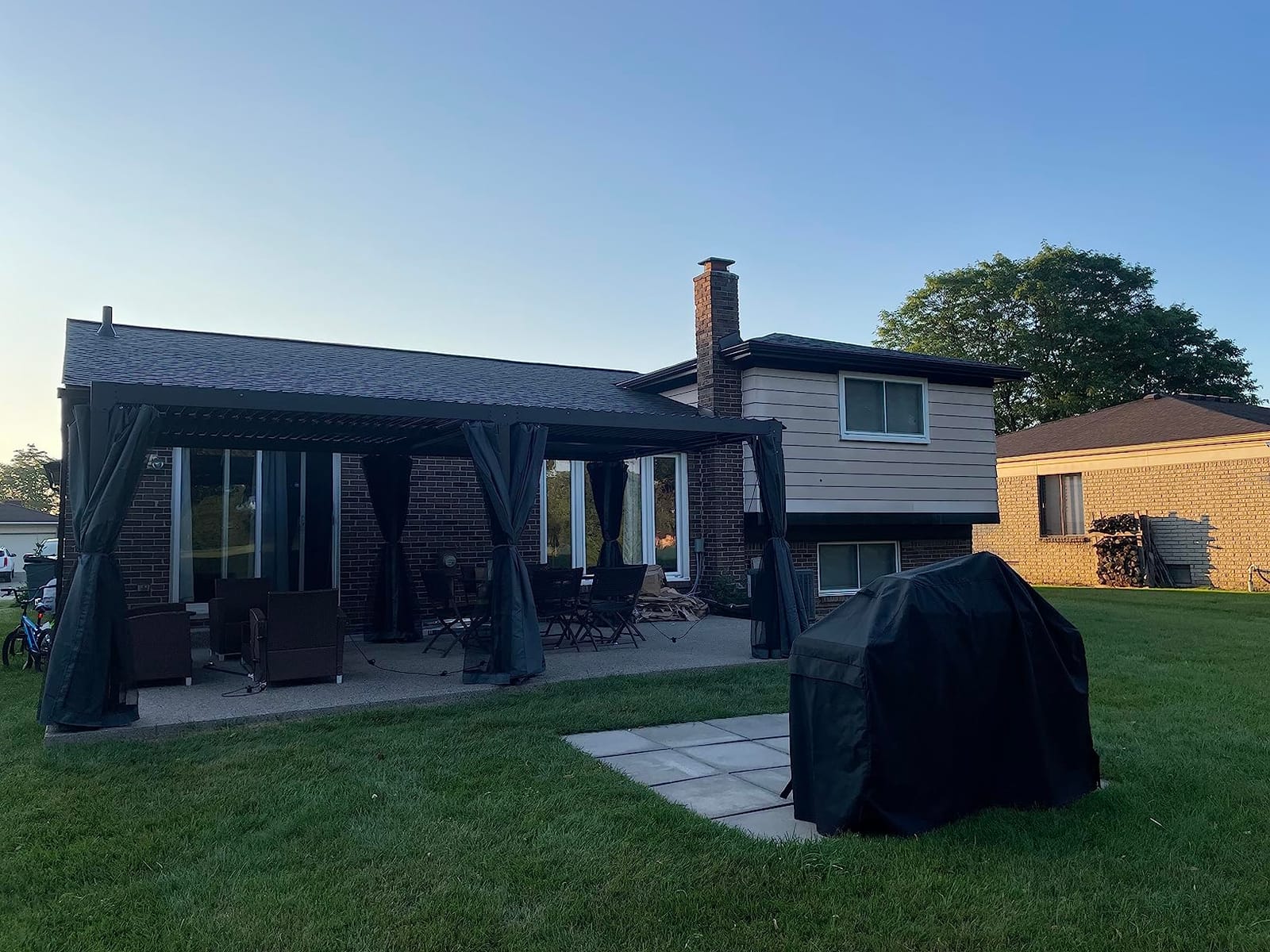 YOLENY Louvered Pergola 12x24, All Aluminum Pergola with Adjustable Rainproof Roof, Outdoor Pergola with Curtains and Nets for Patio & Garden, White customer photo 2