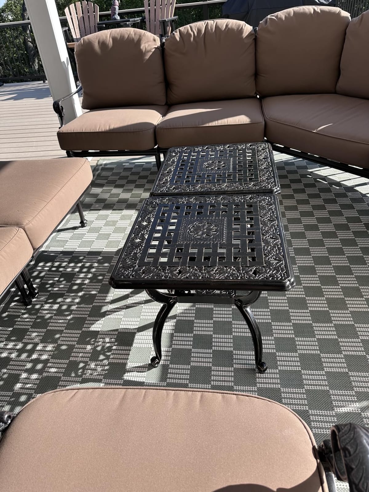 Cast Aluminum Outdoor Side Table,Small Patio Table,Outdoor Coffee Tables for Patio,Garden,Balcony, for All Weather (Copper, Round) customer photo 1