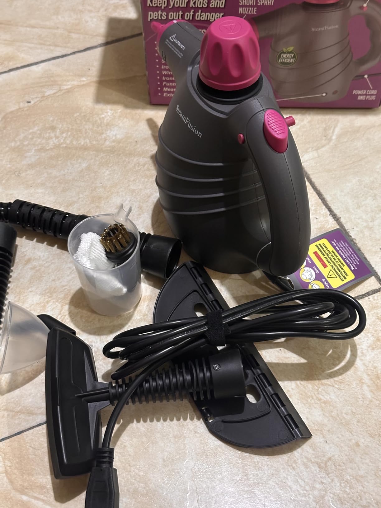 Pressurized Handheld Steam Cleaner with 10pcs Accessories & Safety Lock, Multi-Purpose Natural Deep Cleaning Steamer, Multi-Surface Steamer for Cleaning Home, Car, Upholstery, Grout and More customer photo 1