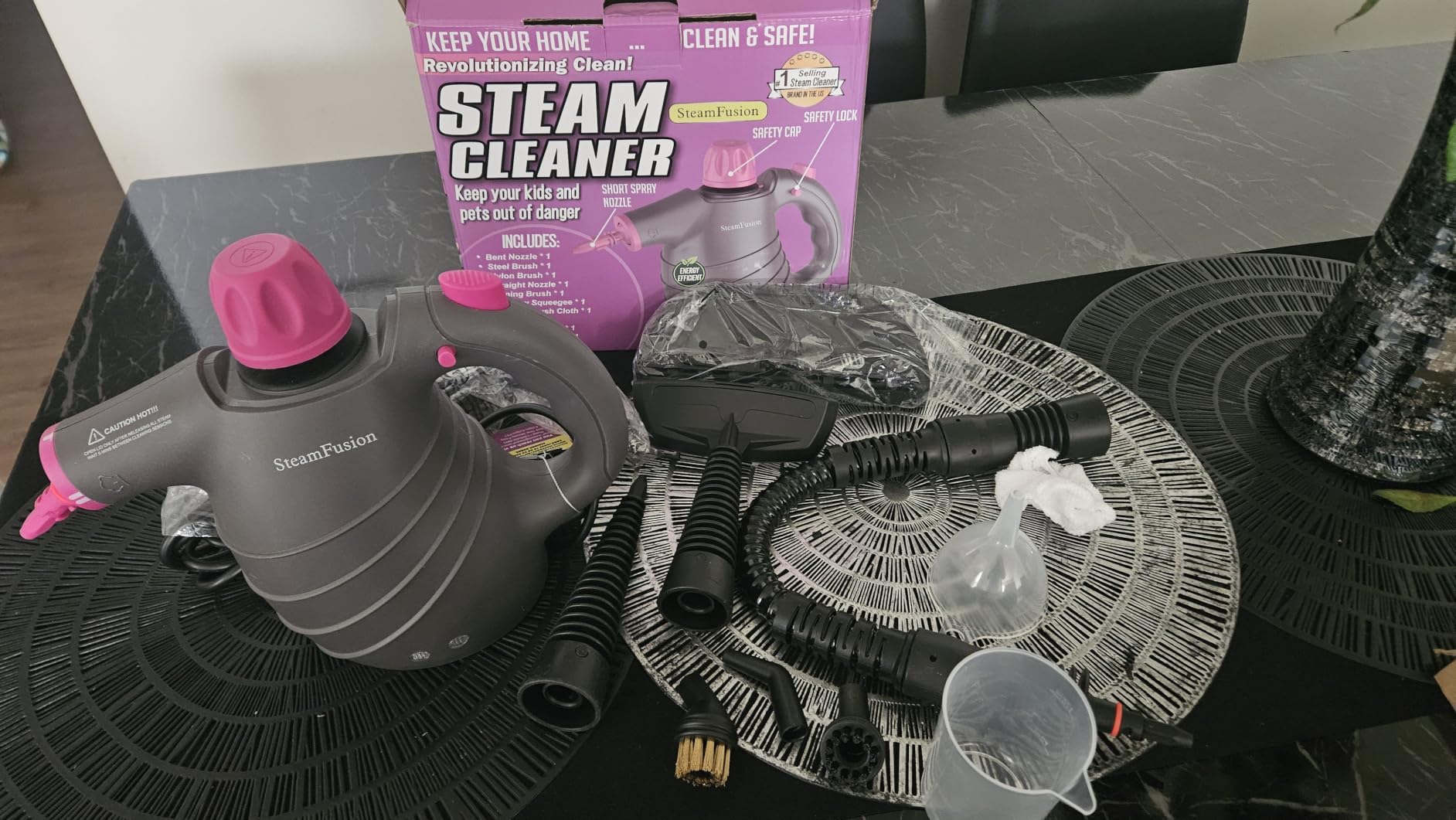 Pressurized Handheld Steam Cleaner with 10pcs Accessories & Safety Lock, Multi-Purpose Natural Deep Cleaning Steamer, Multi-Surface Steamer for Cleaning Home, Car, Upholstery, Grout and More customer photo 2