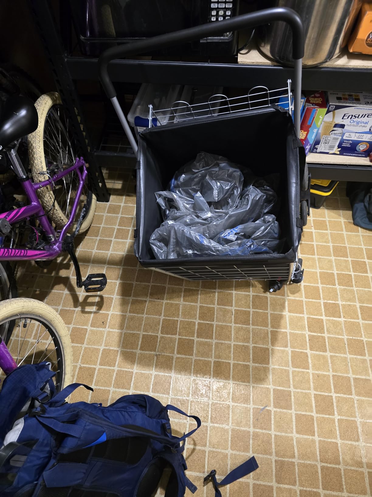 Our Modern Space Stairs Climbing Shopping Cart w/Waterproof Basket Liner & 360° Swivel Wheels | Foldable Collapsible & Lightweight | Perfect for Groceries Laundry Utility Cart - Silver customer photo 1