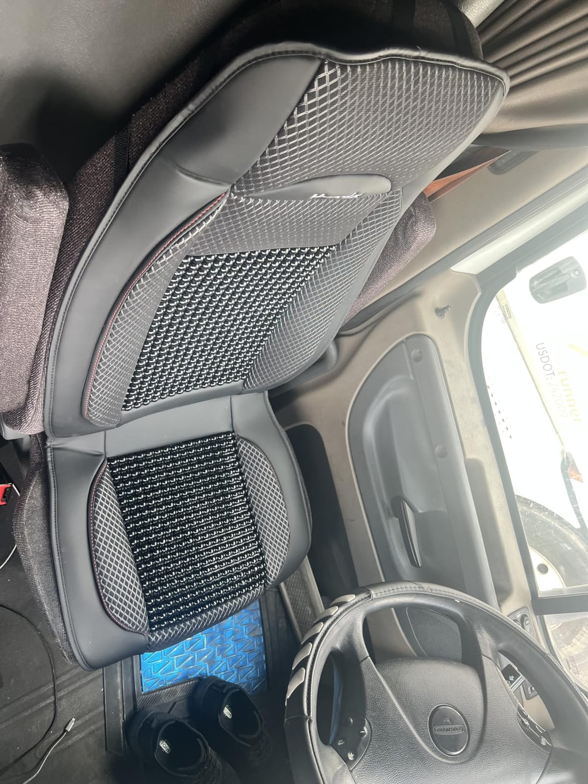 Semi Truck Beaded Seat Covers (Black, 1-Pack), Cooling Car Seat Cushion for Back Support, Anti-Sweat Truck Seat Covers, Universal Fit for Volvo, Kenworth, Freightliner customer photo 1
