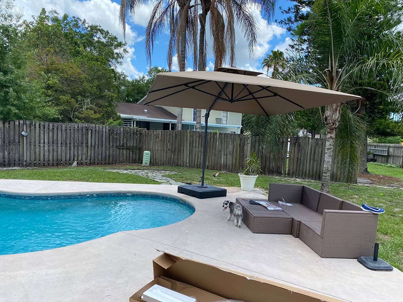 PURPLE LEAF Sunbrella Cantilever Patio Umbrella 12' X 12' Cast Ash customer photo 1
