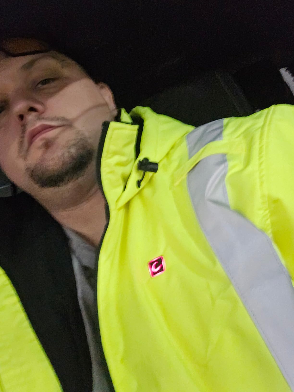 Heated Hi-Vis Safety Jacket for Men with Battery, Class 3 Waterproof Work Coat with 3M Reflective Tape for Winter customer photo 2