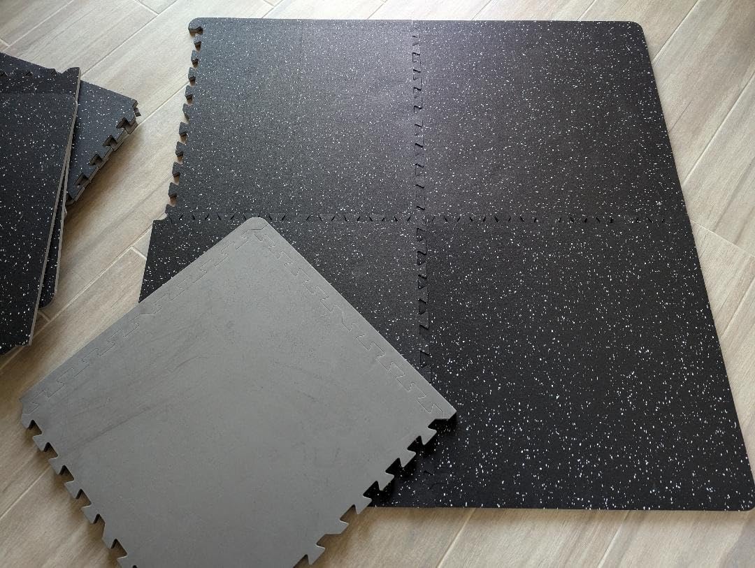 HAPBEAR 0.56'' Thick 12 Pcs 48 Sq Ft Exercise Equipment Mats - High-Density Rubber Top EVA Foam Interlocking Mats, 24x24in Tiles, Heavy-Duty Treadmill Mat for Hardwood Floors, Home Gym Mat customer photo 1