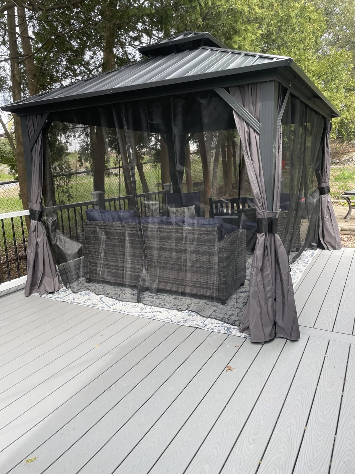 PURPLE LEAF Patio Hardtop Gazebo 8' x 8' with Galvanized Steel, Grey customer photo 2