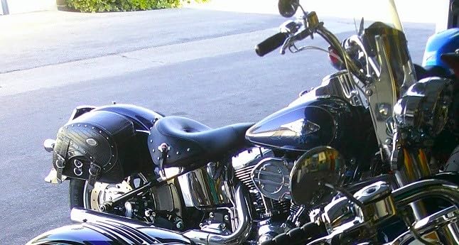 NICECNC Motorcycle Saddlebags Leather, 35L Large Capacity Throw Over Saddle Bags Motorcycle Side Luggage Bags with Cup Holders, Compatible with Sportster Softail Dyna Shadow Road King, 2PCS customer photo 2