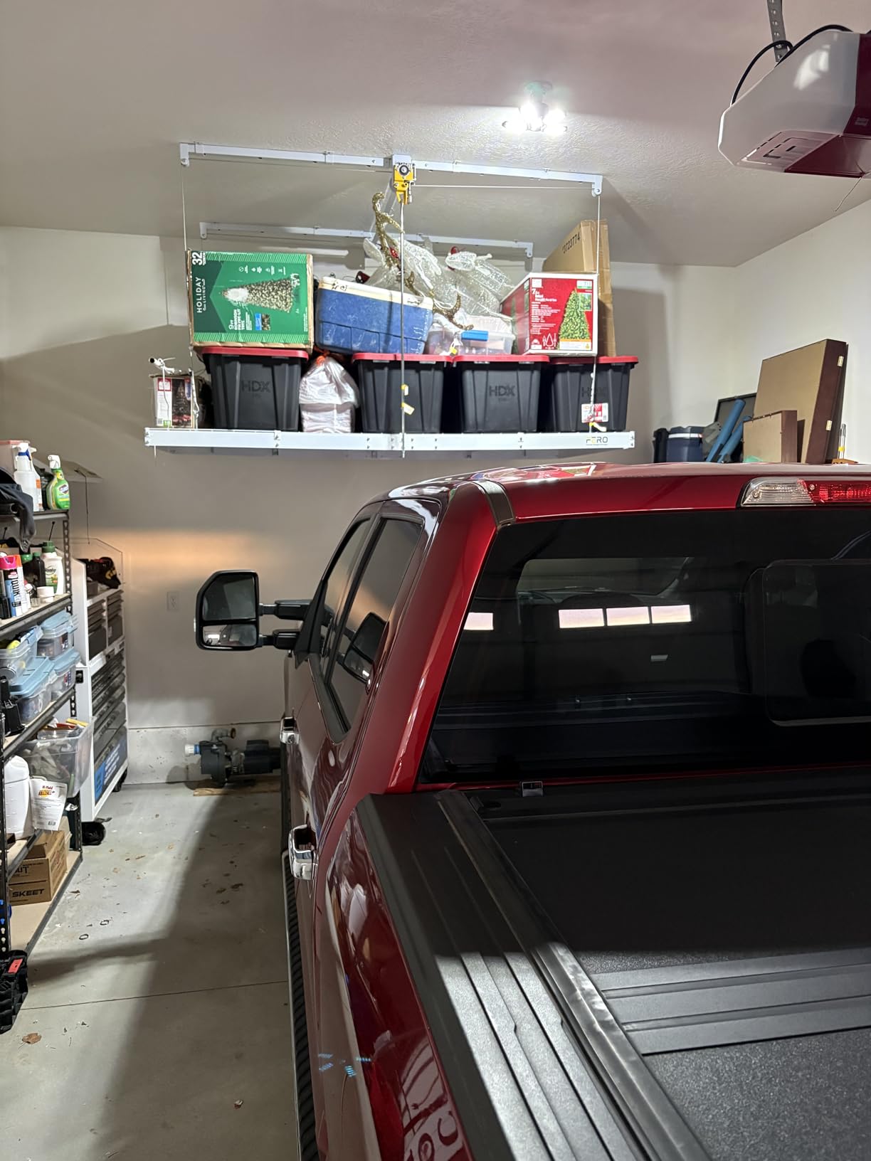 Garage Ceiling Storage Racks – 4x8 FT Overhead Garage Storage Rack with Safety Lock, Heavy-Duty Ceiling Mounted Lift System and Storage Organizer, Ideal for Maximizing Overhead Space, 325 lbs Capacity customer photo 2