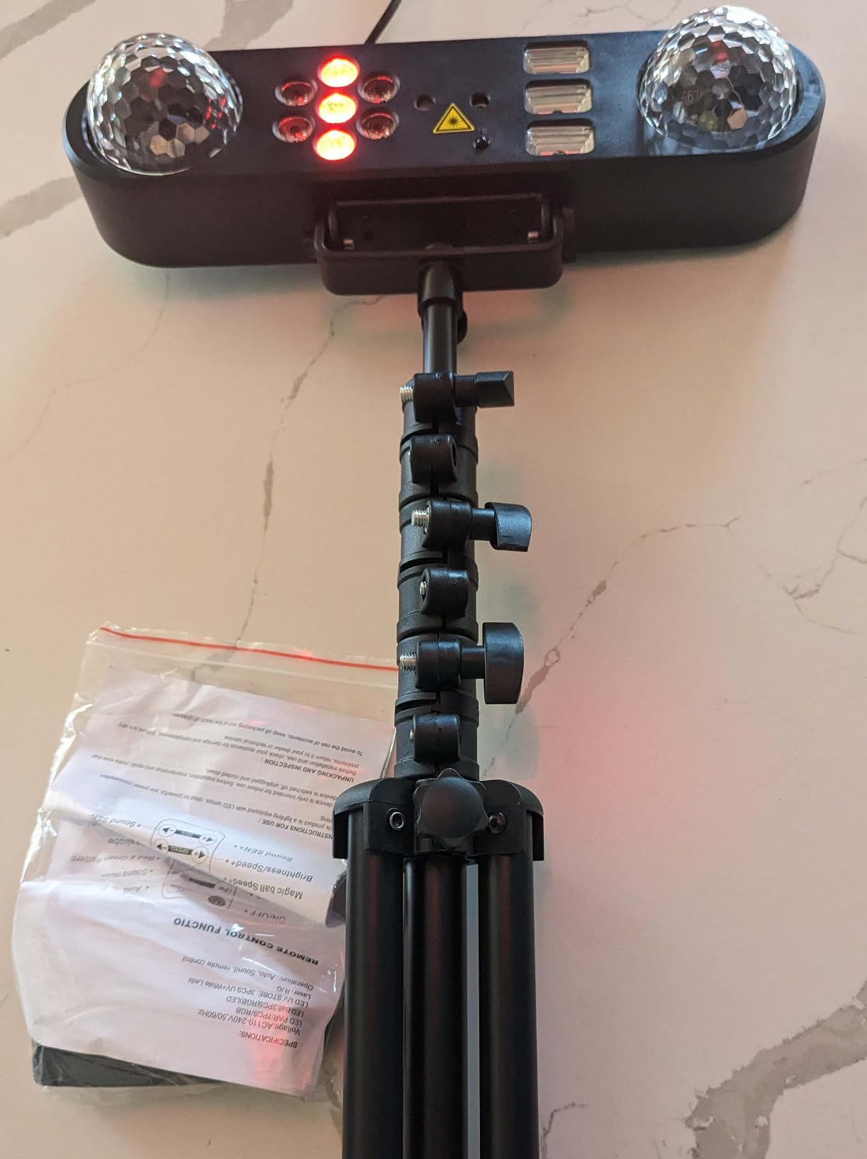 DJ Lights with Stand,5 in 1 Dj Lights for Parties Disco Ball Stage Party Light Set with Sound Activated Control, UV,Strobe, Dyeing, Led Par Light and Pattern Lighting for Bar Wedding Christmas-2PC customer photo 1