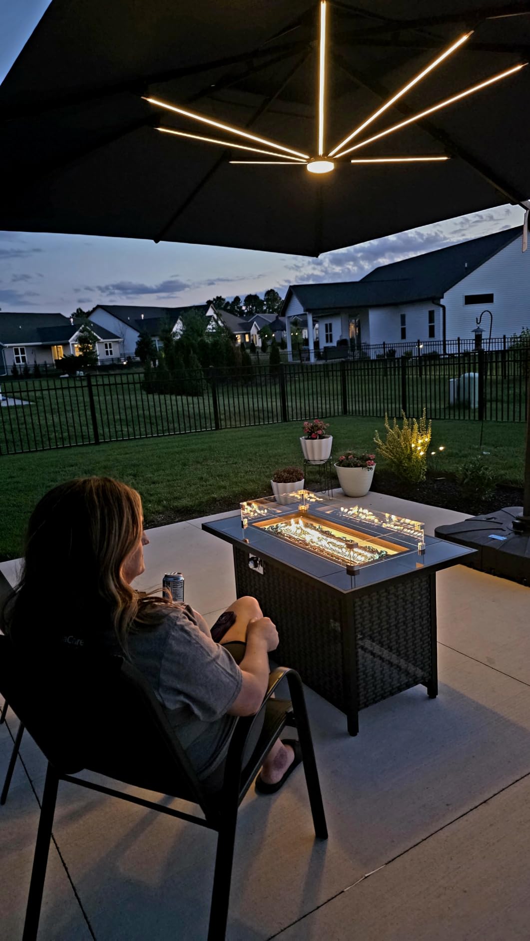 10 X 13 FT Cantilever Patio Umbrella Outdoor with Lights & Base customer photo 2