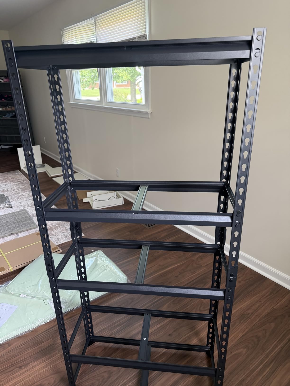 REIBII 2 Pack Garage Shelving,5 Tier Heavy Duty Storage Shelves,Black customer photo 1