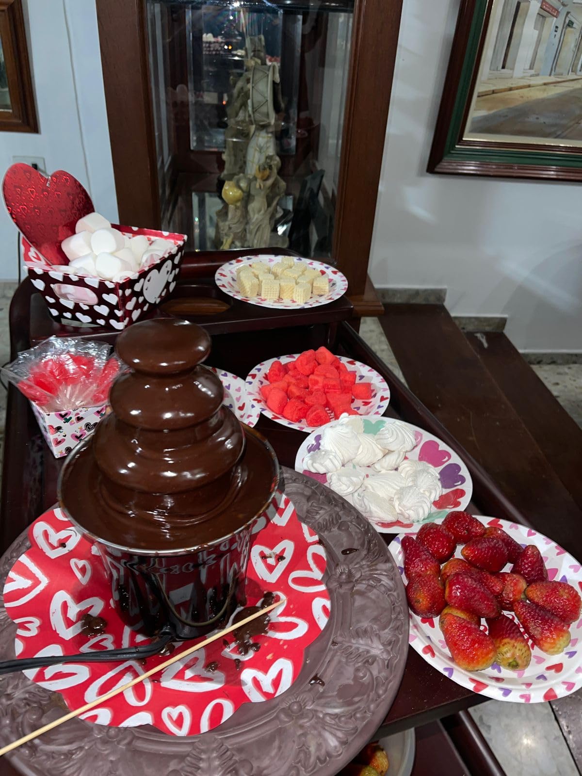 MINI Chocolate Fountain Machine Small Electric Chocolate Fondue Fountain Machine for Party for Candy Butter Cheese (Black) customer photo 2