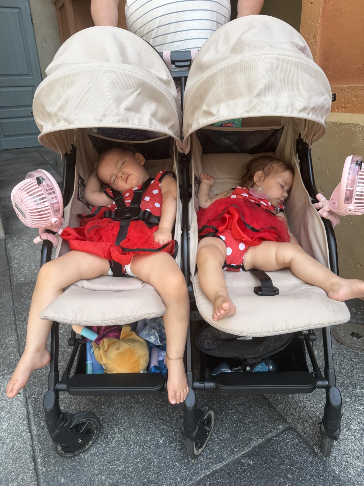 Mompush Lithe Double Stroller, Lightweight Side by Side, Infant & Toddler | 25 lbs design, 31.1-inch width fits doorways, one-step fold, independent recline, UPF50+ canopy, all-wheel suspension customer photo 1