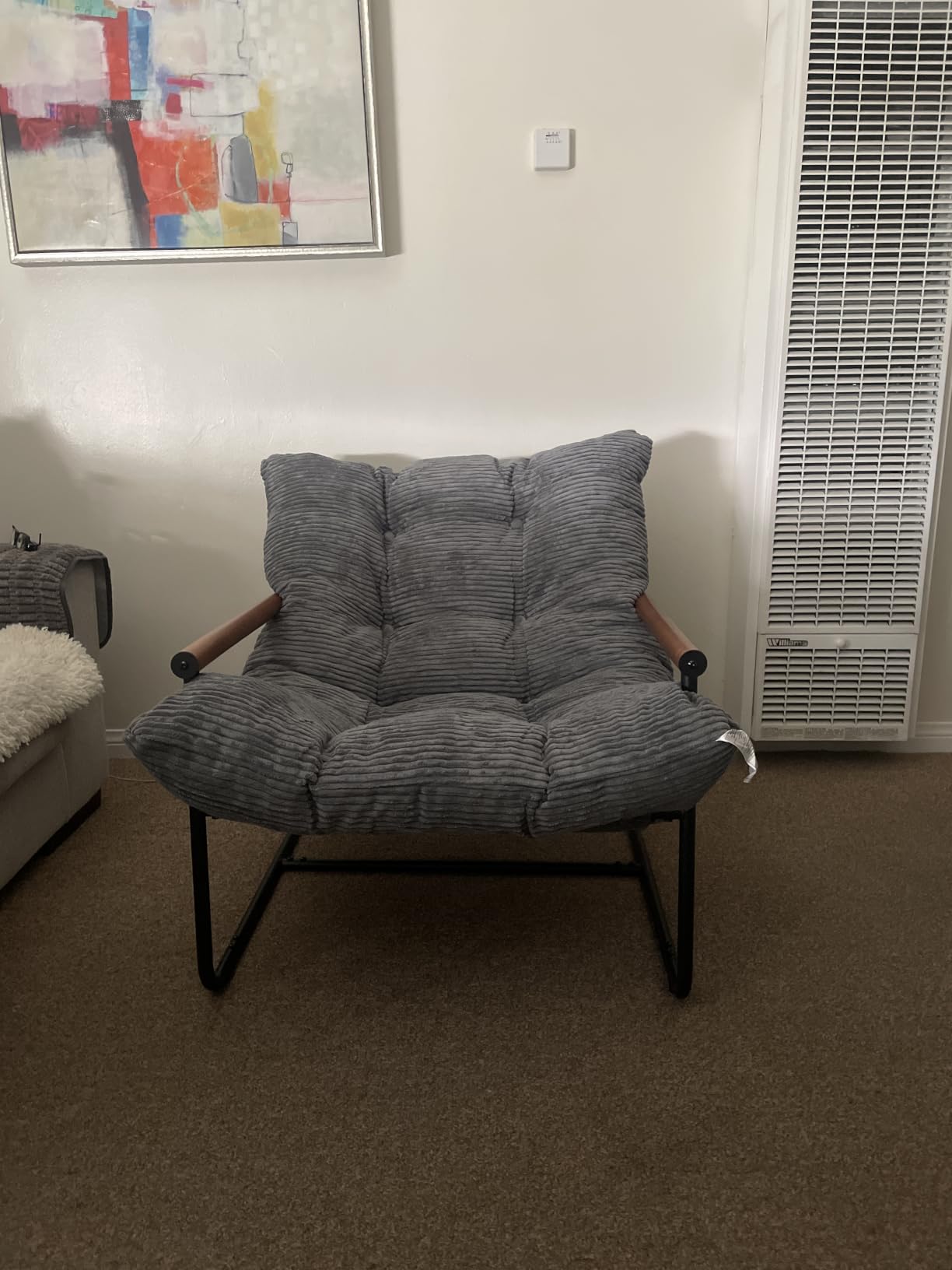 MAXYOYO Modern Accent Chair, Comfy Living Room Chair with Metal Frame | Accent Chair Upholstered Armchair with Soft Cushion for Bedroom Balcony Lounge Reading Room, Dark Green customer photo 1