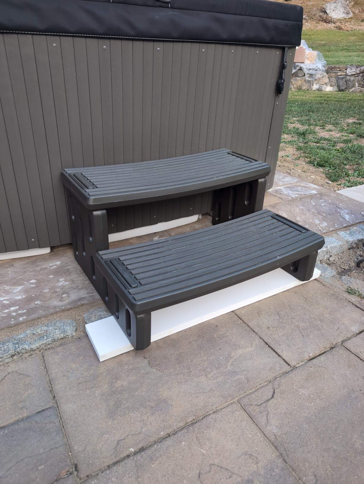 Hot Tub Steps, Non-Slip 2 Step Spa Stairs for Outdoor & Indoor, Gray customer photo 1