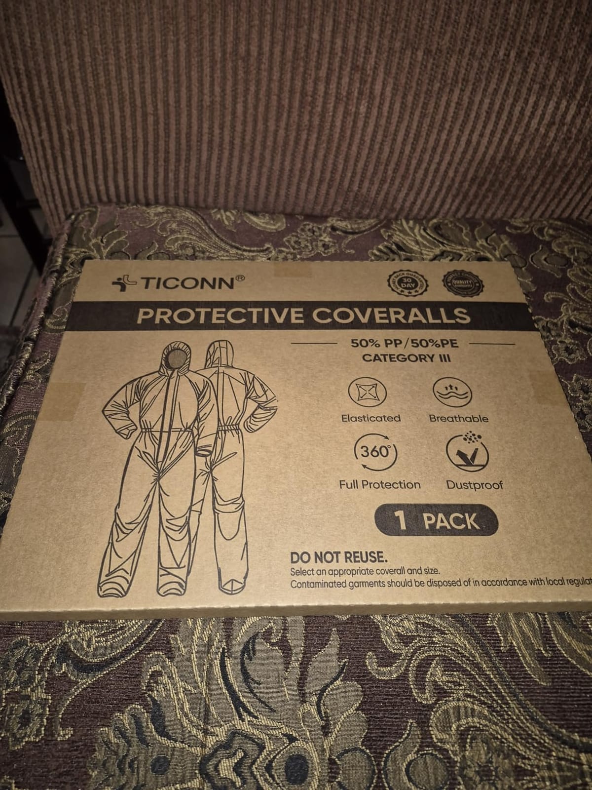 TICONN Hazmat Suit Disposable Coveralls, Full Body Lab Overall Paint Suit customer photo 1
