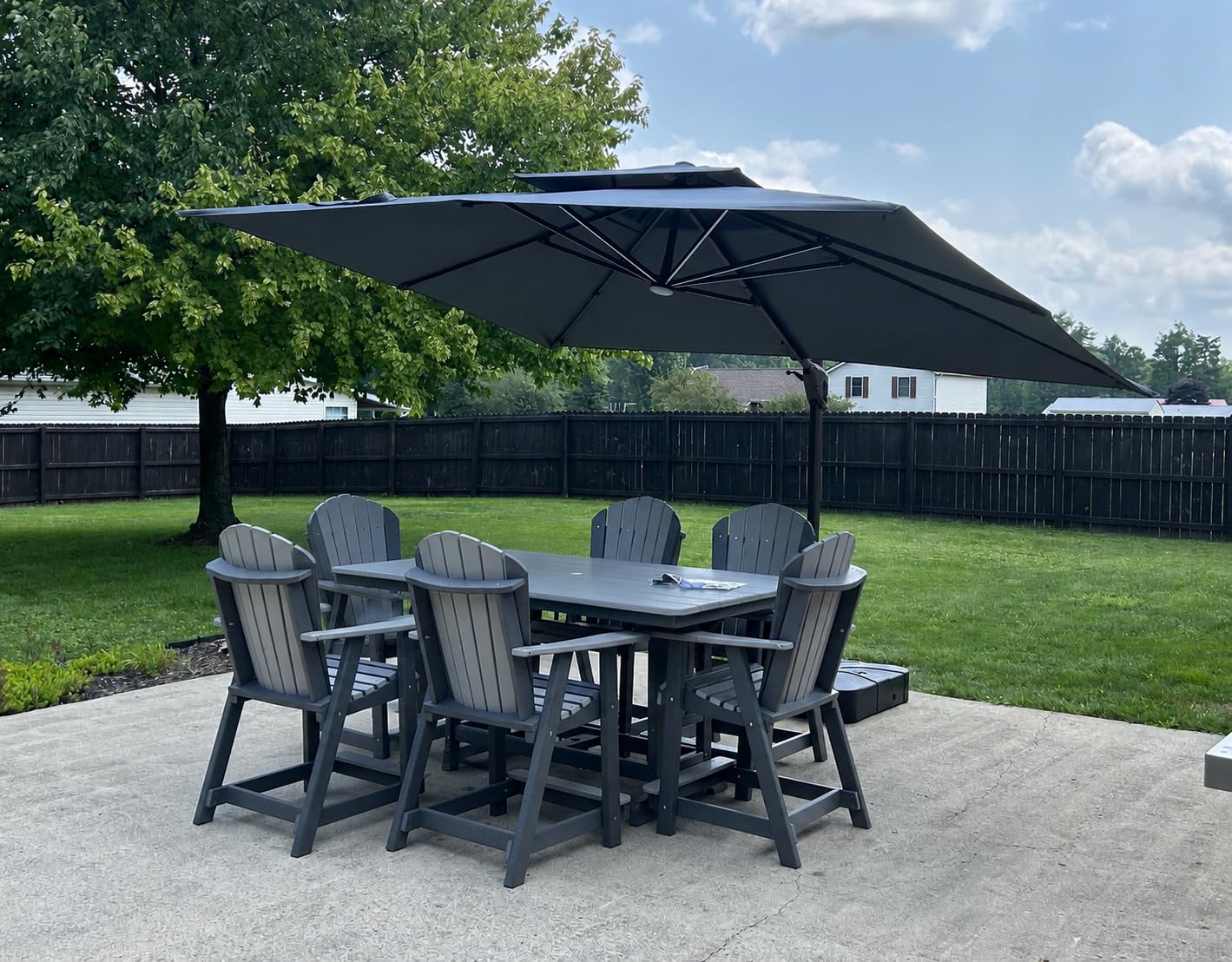 Deconk 10' X 13' Patio Cantilever Outdoor Umbrella with Base and LED Lights customer photo 1