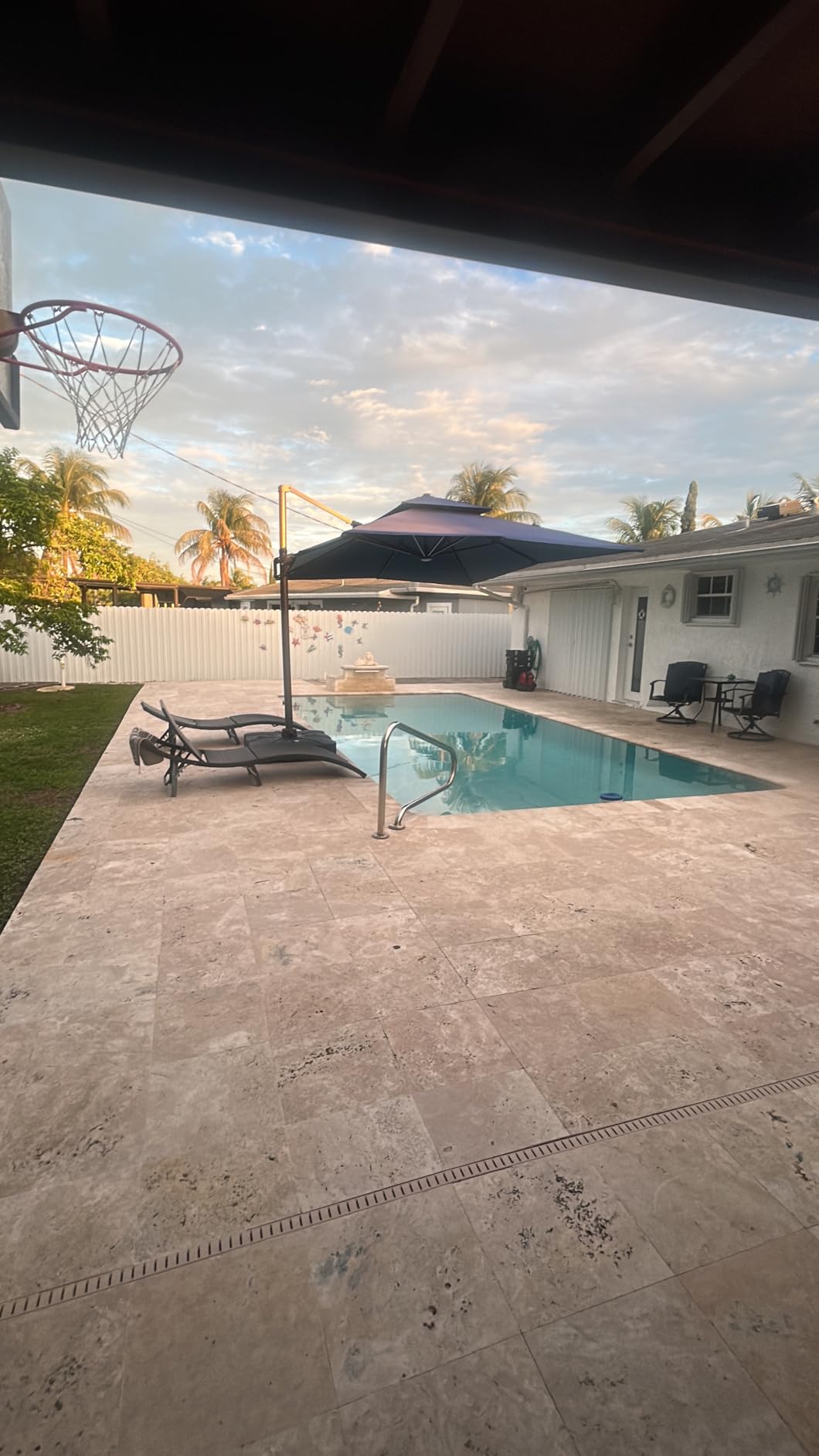 Deconk 10' X 13' Patio Cantilever Outdoor Umbrella with Base and LED Lights customer photo 2
