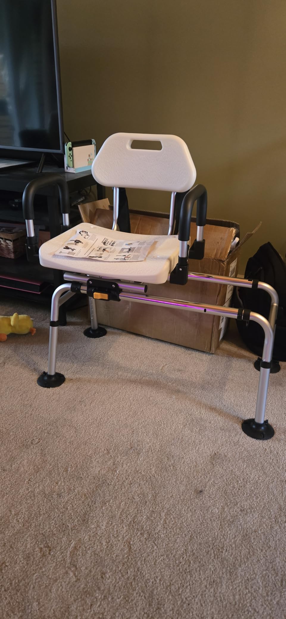 DMI 360 Max Comfort Swivel Shower Chair & Transfer Bench, Extra-Wide 360lb Capacity, Non-Slip & Padded Arms, Bonus Adjustable Back Scrubber customer photo 2